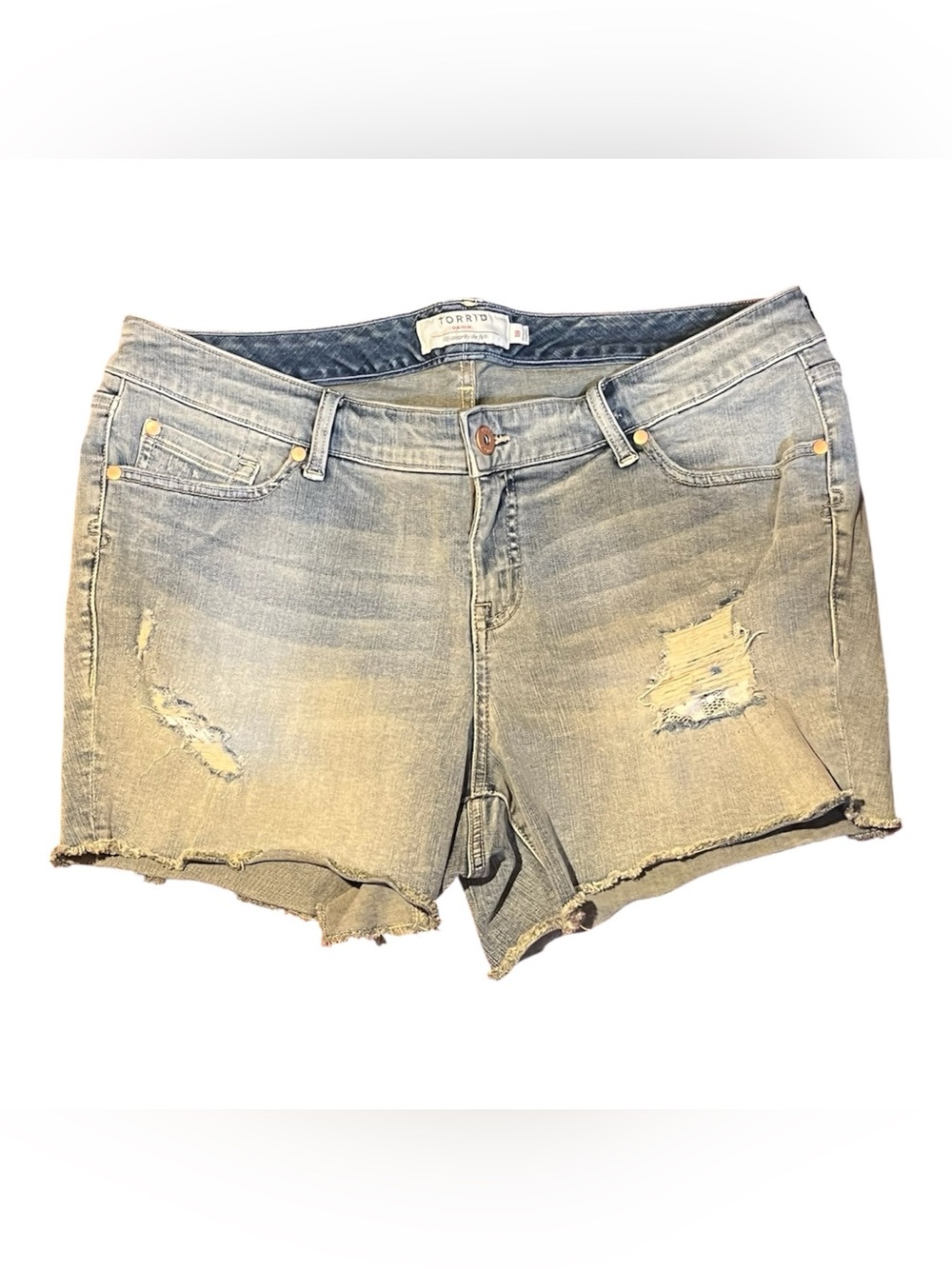torrid Distressed Light Blue Denim Cutoff Shorts